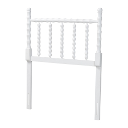 Baxton Studio Edaline Bamboo Motif Headboard - Crafted Wood Panel with Decorative Turned Spindle Design for Boho Costal Bedroom, Twin, White